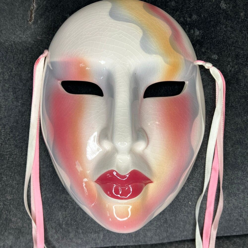 Vtg About Face Clay Art Mask San Francisco 90s Wall Art Masquerade Mardi Gras